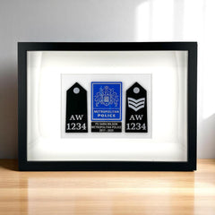 Metropolitan Police Officer Frame Gift - Custom MET Style Badge and Two Rank Epaulettes Display
