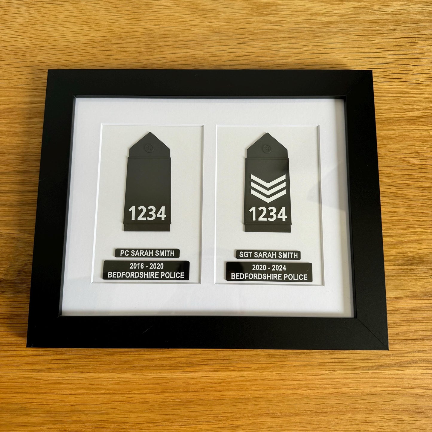 Double Framed British Police Rank Epaulette Box, Personalised Presentation Frame, Police Officer Gift