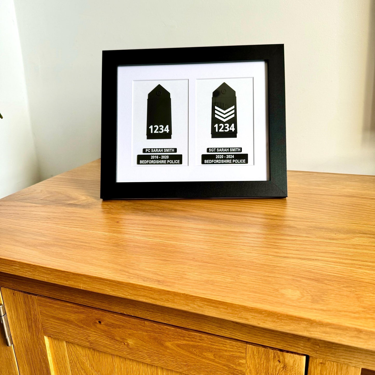 Double Framed British Police Rank Epaulette Box, Personalised Presentation Frame, Police Officer Gift