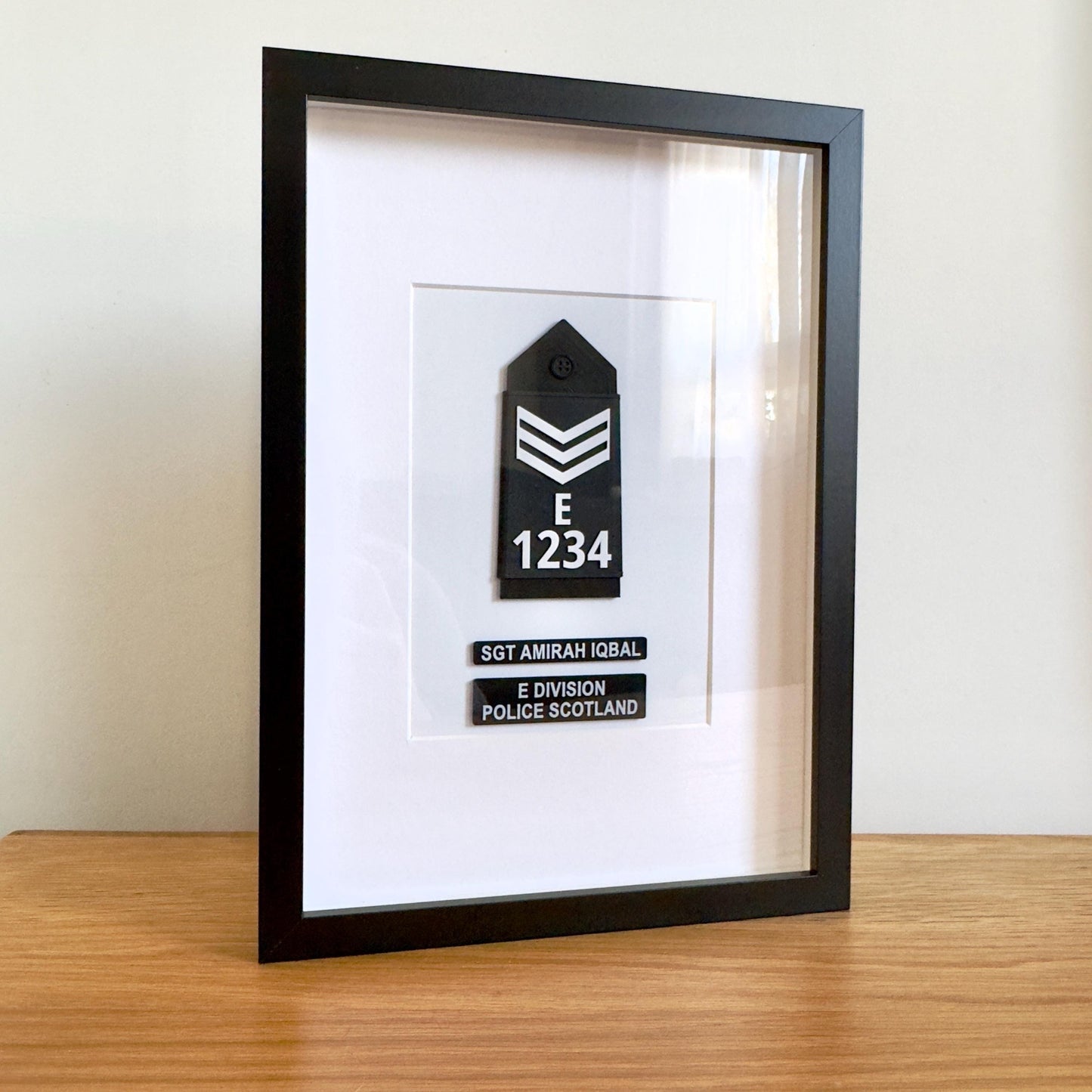 Police Scotland Rank Epaulette Box, Personalised Presentation Frame, Police Officer Gift