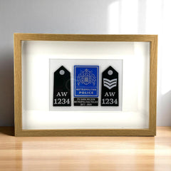 Metropolitan Police Officer Frame Gift - Custom MET Style Badge and Two Rank Epaulettes Display